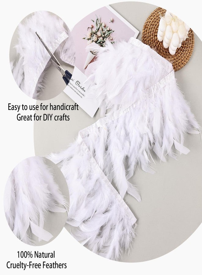 Daieeparty White Turkey Feathers Trim Fringe 2Yard 4-6inch for Party Clothing DIY Sewing Craft Wedding Dress Decoration Natural Fluffy Turkey Feather Trim - Image 3