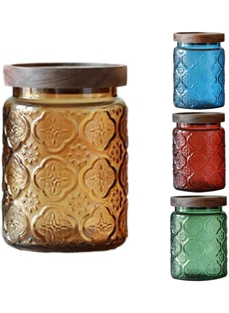 CLENEA Vintage Glass Jar, Cylindrical with wide mouth, 9.8 cm x 14 cm x 700 ml, Air Tight, Food Storage Canister for Kitchen, Laundry Detergent, Coffee, Candy Jar - Image 1