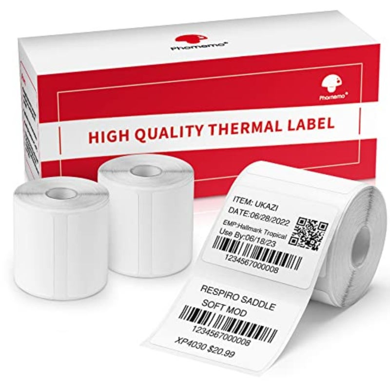 3 Rolls M110/M220/M200/M120/M110S Thermal Paper 1.57'' x 1.18'' 40x30mm,Multipurpose Barcode/FNSKU/FBA Labels, 230Labels/Roll, Black on White - Image 1