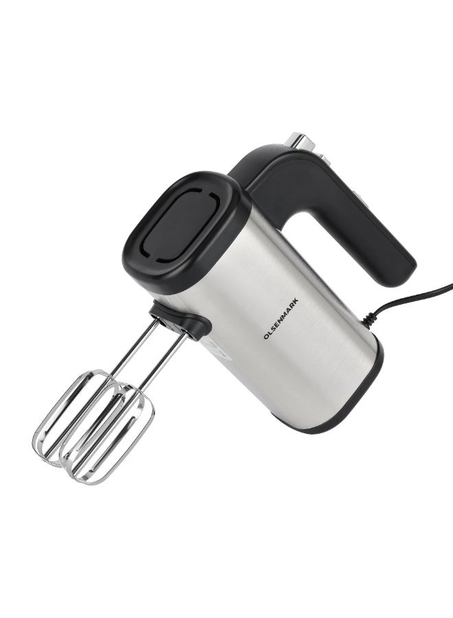 أولسنمارك Olsenmark 500W Hand Mixer – OMHM7064 | Hybrid Copper Motor, 5 Speeds & Turbo Function | Includes Beaters & Dough Hooks | Black & Silver, 2 Years Warranty 500 W OMHM7064 Black and Silver - Image 3