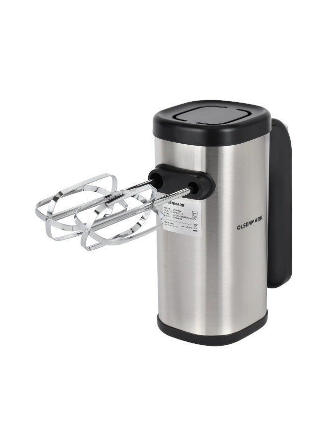 أولسنمارك Olsenmark 500W Hand Mixer – OMHM7064 | Hybrid Copper Motor, 5 Speeds & Turbo Function | Includes Beaters & Dough Hooks | Black & Silver, 2 Years Warranty 500 W OMHM7064 Black and Silver - Image 1