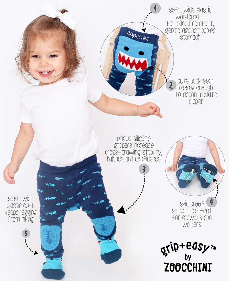 ZOOCCHINI Baby/Toddler Crawling Pants with Non-Slip Silicone Knee Grippers and Matching Anti-Skid Socks, 6-12 Months, Fiona The Fawn - Image 2