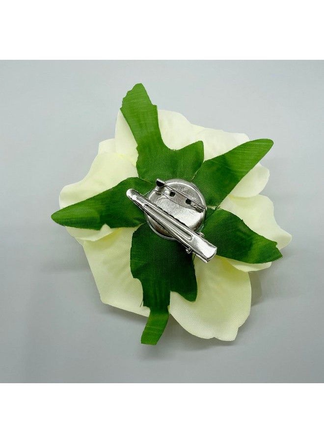 Syga - 2Pcs Rose Flower Hair Clip Women Flower Brooch Pins Hair Barrette Artifical Hair Flower Accessories For Lady Girl Party Beach Wedding Bridal White - Image 1