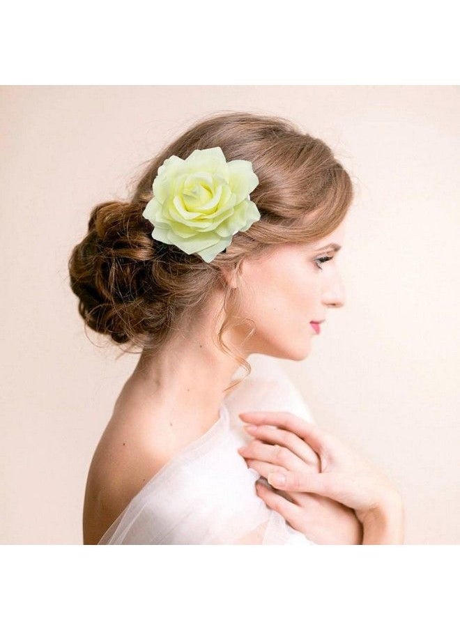 Syga - 2Pcs Rose Flower Hair Clip Women Flower Brooch Pins Hair Barrette Artifical Hair Flower Accessories For Lady Girl Party Beach Wedding Bridal White - Image 1