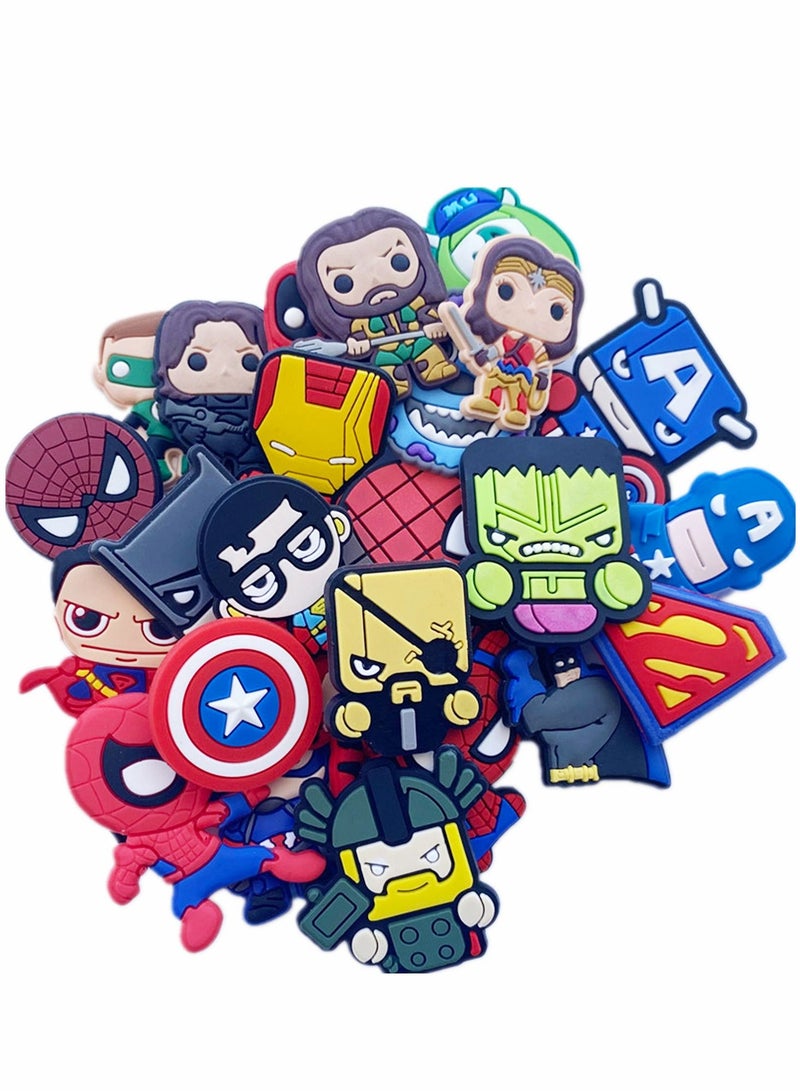 Shoe Decoration Charms 25 Pcs Super Hero Shoe Charm for Crocs Charm for Hole Hole Shoe Buckle Party Favors ​Mini Charm Bracelet Wristband Decoration for Men Women Kid - Image 1