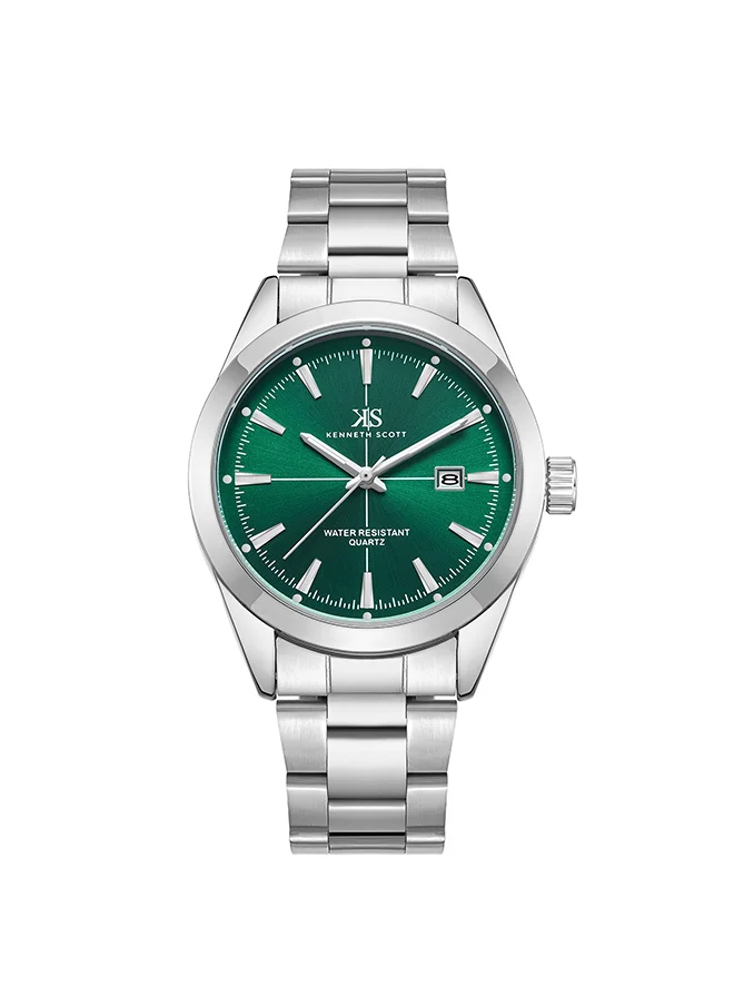 كينيث سكوت Kenneth Scott Men's Green Dial Analog Watch - K23025-SBSH