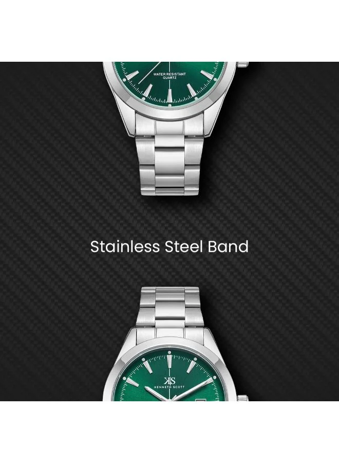 Kenneth Scott  Men's Stainless Steel Analog Watch K23025-SBSH - 40 mm for Men | Best Price UAE