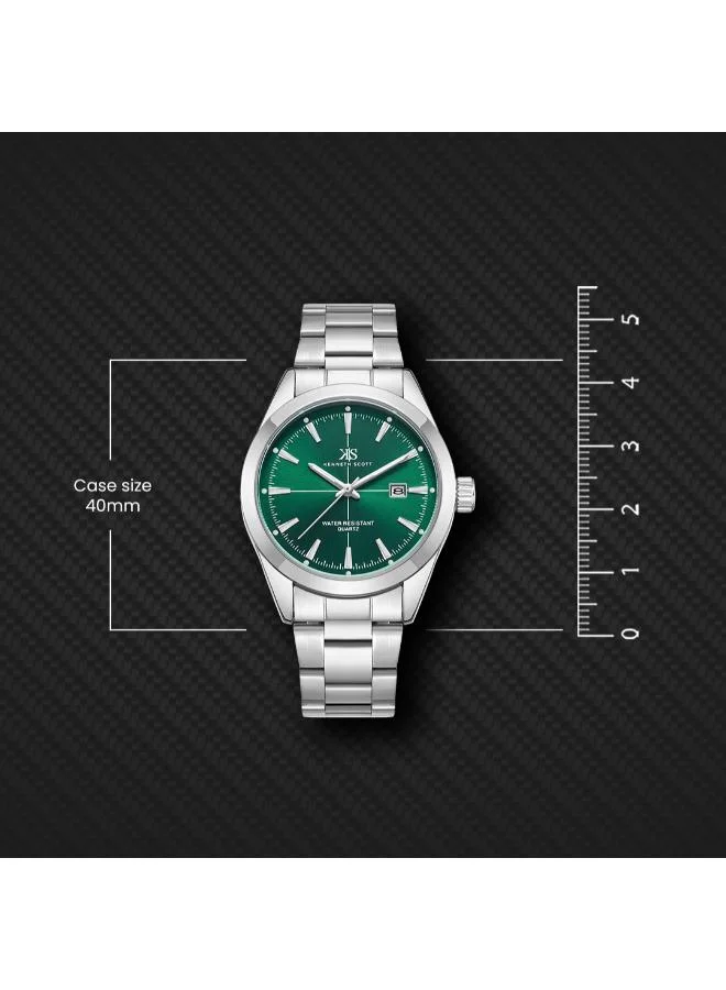 Kenneth Scott  Men's Stainless Steel Analog Watch K23025-SBSH - 40 mm for Men | Best Price UAE