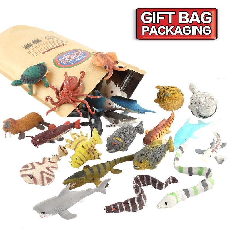 ValeforToy 18 Pack Assorted Ocean Animal, Stretchy and Floating Rubber sea Animals Toy Set, Mini Realistic Under The Sea Life Figure for Toddler Bath Bathtub, Shark Octopus Fish Toys Bulk for Kid Party - Image 5