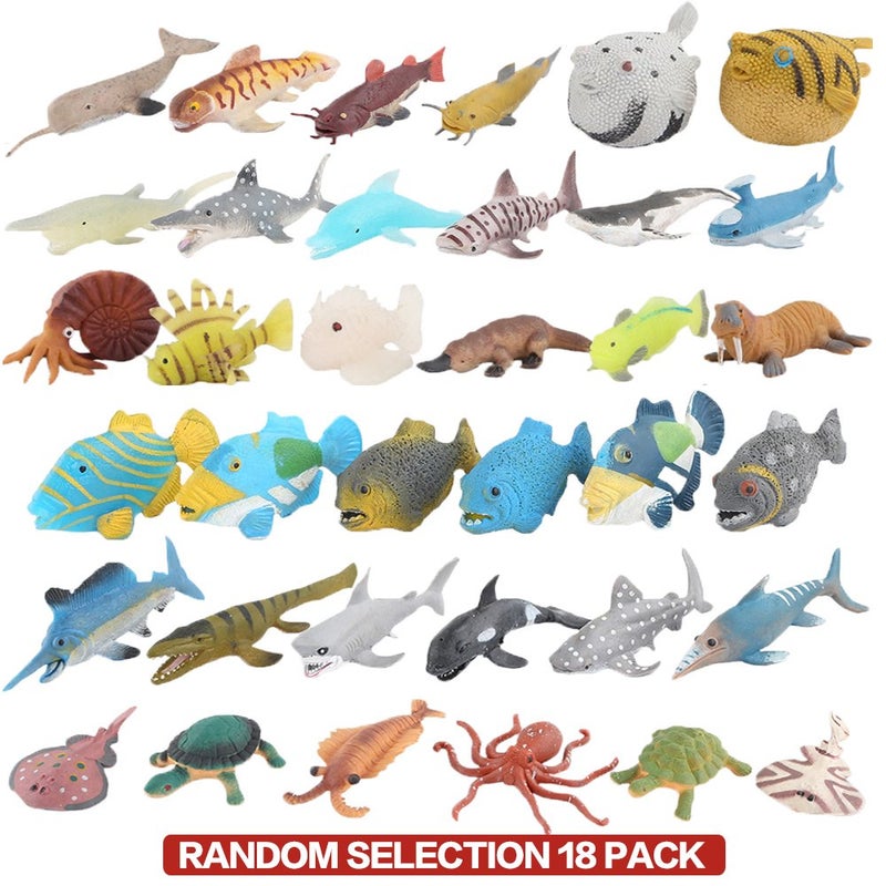 ValeforToy 18 Pack Assorted Ocean Animal, Stretchy and Floating Rubber sea Animals Toy Set, Mini Realistic Under The Sea Life Figure for Toddler Bath Bathtub, Shark Octopus Fish Toys Bulk for Kid Party - Image 2