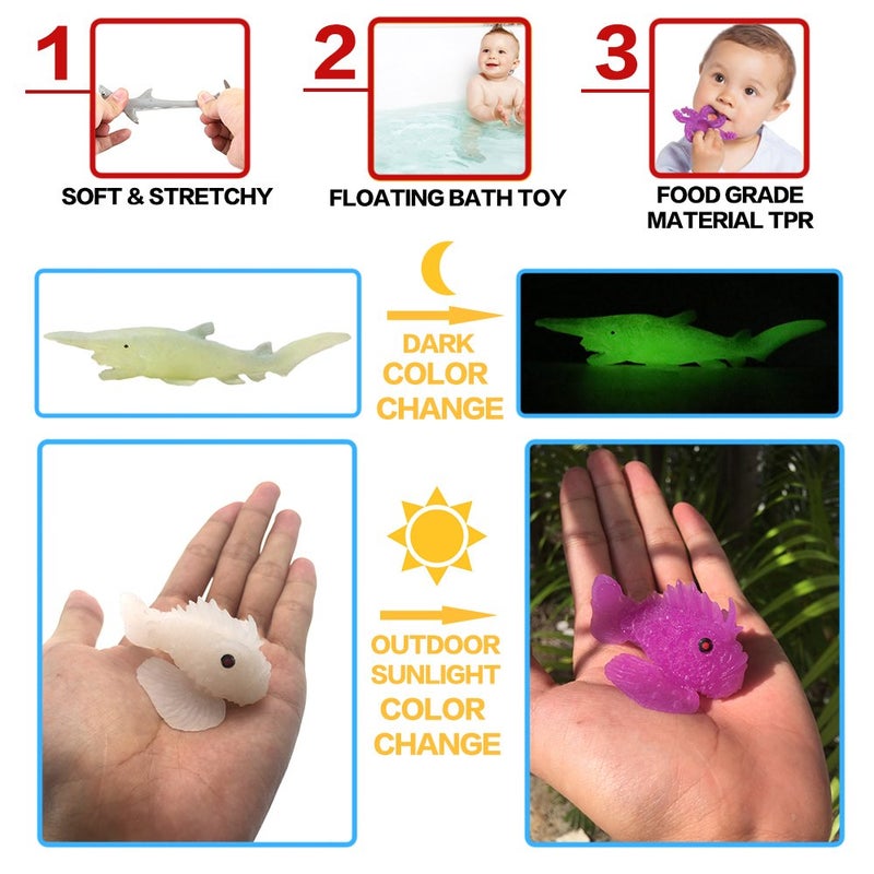 ValeforToy 18 Pack Assorted Ocean Animal, Stretchy and Floating Rubber sea Animals Toy Set, Mini Realistic Under The Sea Life Figure for Toddler Bath Bathtub, Shark Octopus Fish Toys Bulk for Kid Party - Image 4