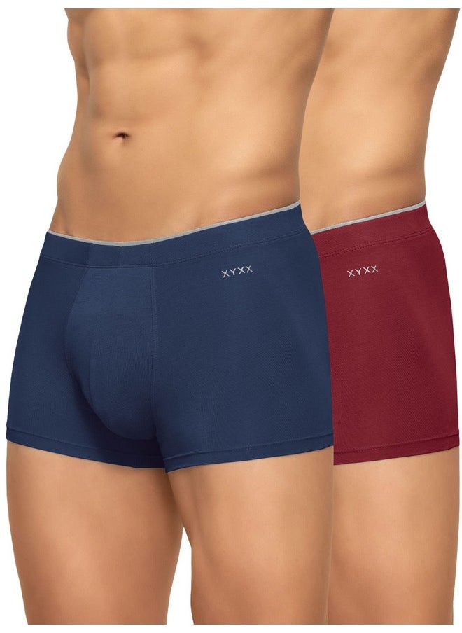 XYXX XYXX Men's Modal Classic Stretch Solid Trunks (Pack of 2) (XYTRNK_R1_2_Maroon+Dress Blue_M)  - Image 1