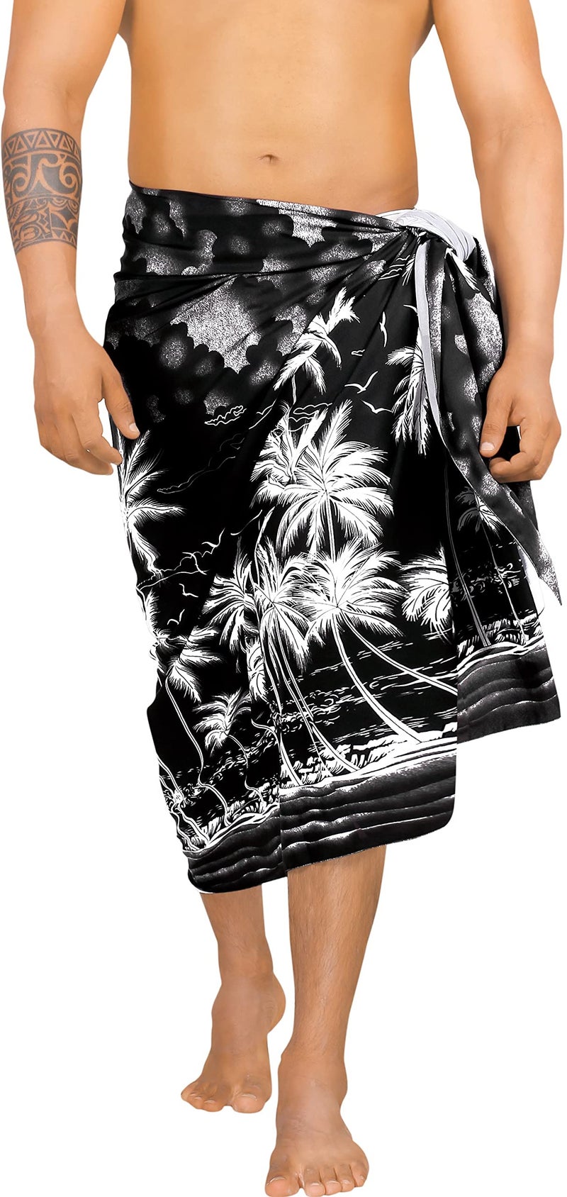 LA LEELA Men's Sarong Bath Hawaiian Pareo Wrap One Size Smokey - Image 1