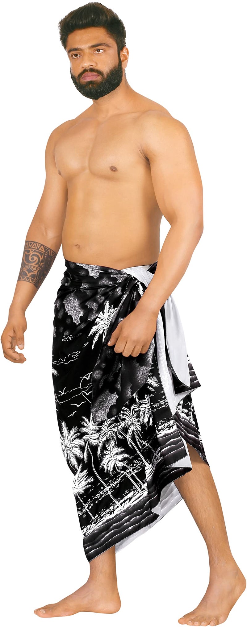 LA LEELA Men's Sarong Bath Hawaiian Pareo Wrap One Size Smokey - Image 2