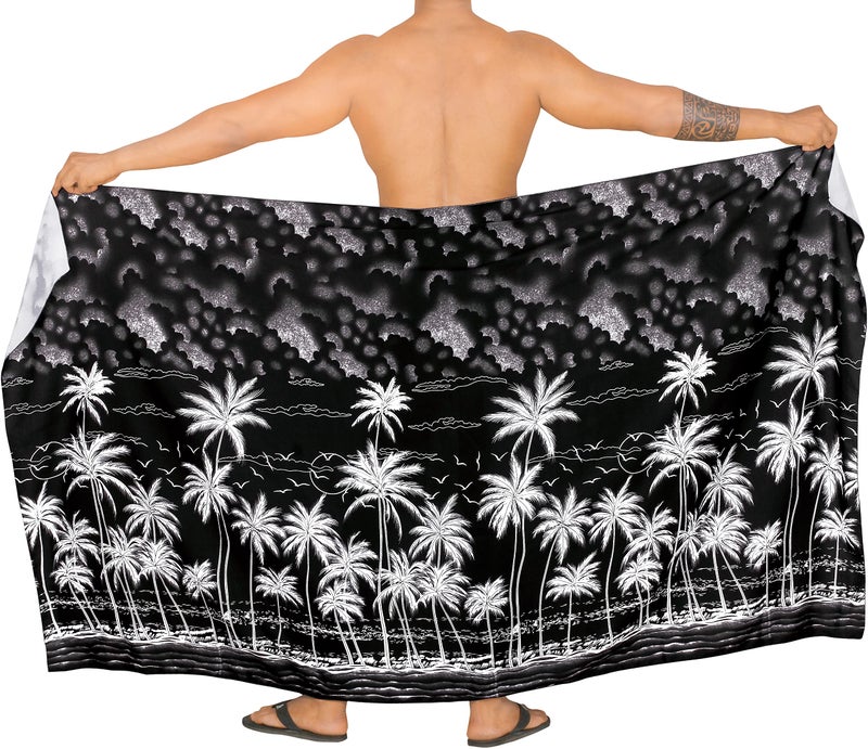 LA LEELA Men's Sarong Bath Hawaiian Pareo Wrap One Size Smokey - Image 4
