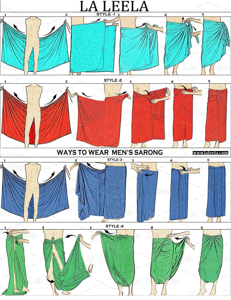 LA LEELA Men's Sarong Bath Hawaiian Pareo Wrap One Size Smokey - Image 5