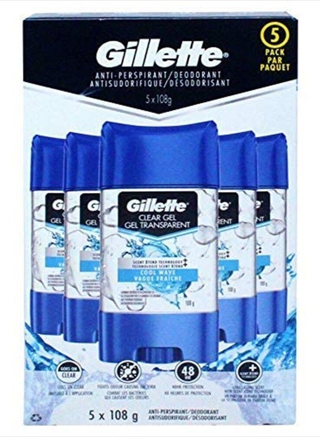 Gillette مزيل العرق جل الشفاف، موجة باردة (3.8 أونصة، 5 عبوة) - Image 3