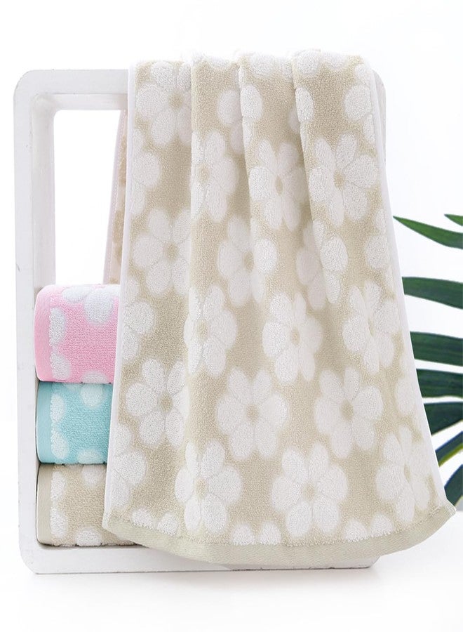 Pidada Hand Towels Set of 2 Floral Pattern 100% Cotton Soft Absorbent Decorative Towel for Bathroom (Brown) - Image 2