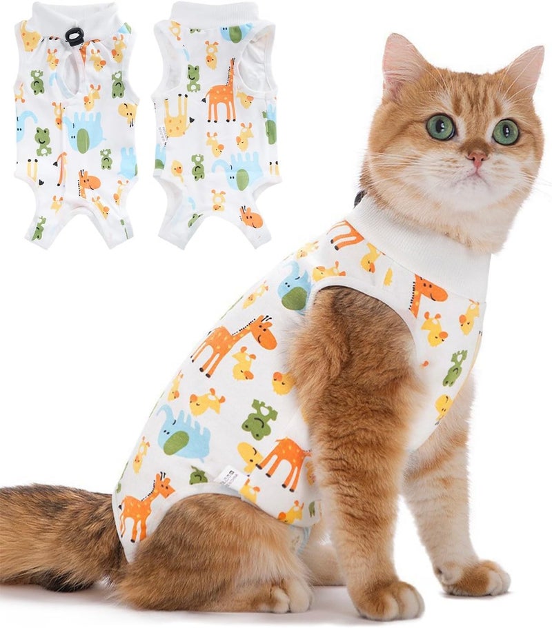 HYRAINBOW Transit & use compatible Cat Recovery Suit for Post Surgery Care, Soft Cotton Breathable Cats Surgery Recovery Suit for Abdominal Wounds, Cat Onesie Post Surgerys Suit to Stop Licking for Healing Use Gulf climate fit - Image 1
