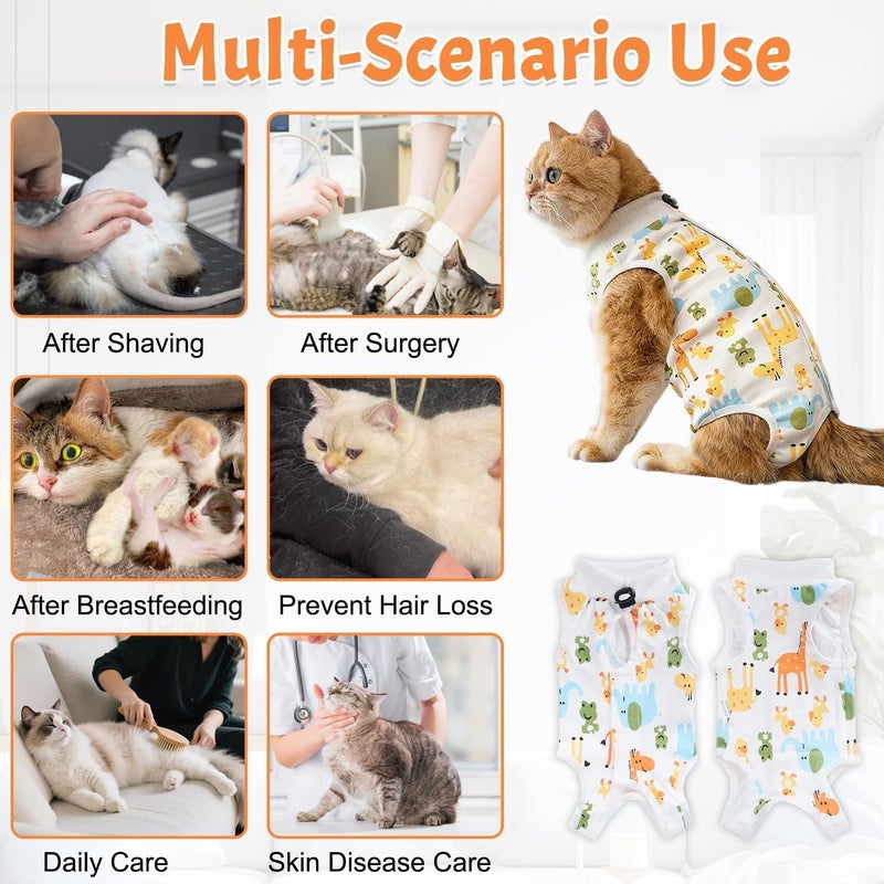 HYRAINBOW Transit & use compatible Cat Recovery Suit for Post Surgery Care, Soft Cotton Breathable Cats Surgery Recovery Suit for Abdominal Wounds, Cat Onesie Post Surgerys Suit to Stop Licking for Healing Use Gulf climate fit - Image 2