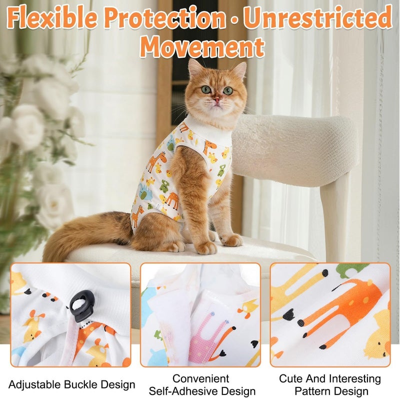 HYRAINBOW Transit & use compatible Cat Recovery Suit for Post Surgery Care, Soft Cotton Breathable Cats Surgery Recovery Suit for Abdominal Wounds, Cat Onesie Post Surgerys Suit to Stop Licking for Healing Use Gulf climate fit - Image 4