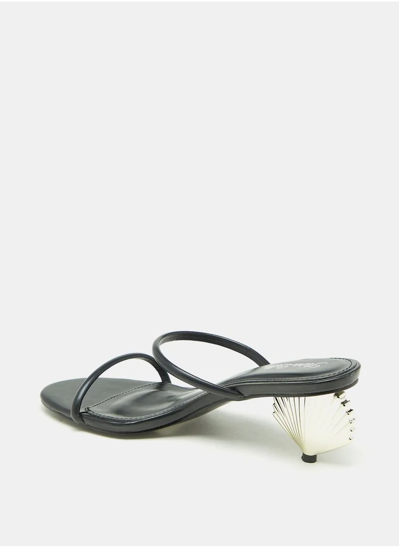 فلورا بيلا Solid Slip On Sandals with Cone Heels