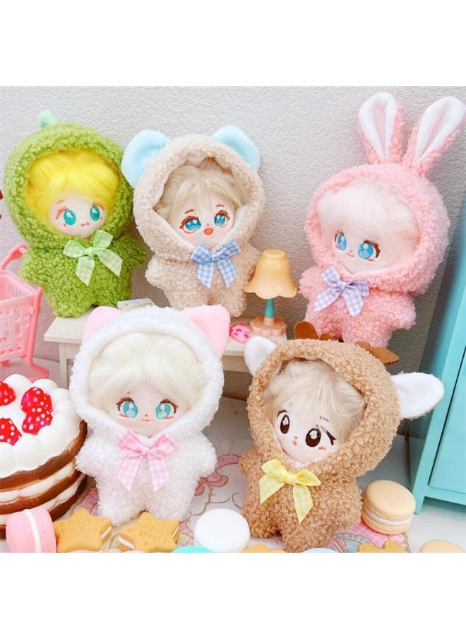 Generic - Doll Coat 10cm Cotton Doll Starfish Body Normal Body 15cm Clothes Skirt Year Jumpsuit Collection-Specifications:10cm-color:10cm Brown Love Letter Overalls - Image 1
