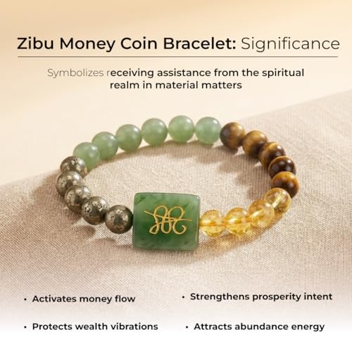 Divine Hindu Zibu Money Coin Bracelet | Wealth Attraction Symbol, Prosperity Energy, Abundance & Luck, Manifestation, Positive Vibes | Stretchable | For Men & Women - Image 3