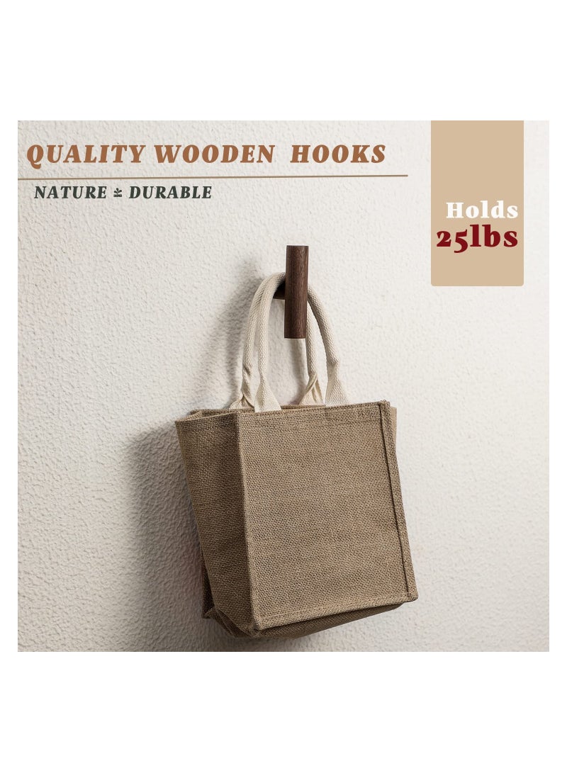 SOLARAE 4 Pack Walnut Coat Hooks Wall Mounted Pegs Wooden Organizer Hangers Vintage Single Hooks Natural Wood Hangers Rustic Wall Pegs Minimalist Hook Design For Hanging Hat Towel Bag Rope - Image 2