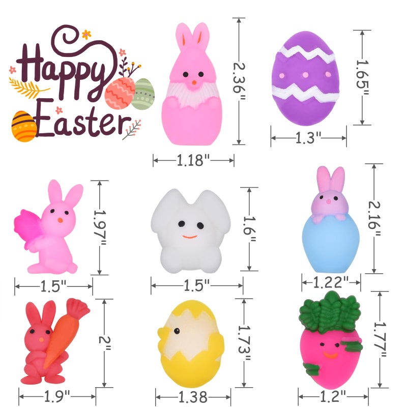 Howzcci 24 Pack Easter Mochi Squishy Toys Squishies Easter Toys with 24 PCS Plastic Easter Eggs for Kids Girls Boys Party Favors Easter Basket Stuffers Party Favors Candy Bags Gifts - Image 4