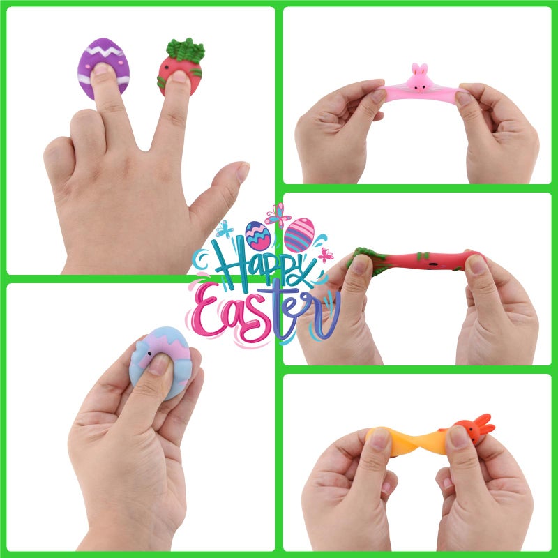 Howzcci 24 Pack Easter Mochi Squishy Toys Squishies Easter Toys with 24 PCS Plastic Easter Eggs for Kids Girls Boys Party Favors Easter Basket Stuffers Party Favors Candy Bags Gifts - Image 5
