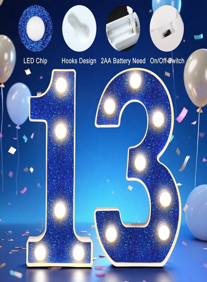 gobutend 13th Birthday Decorations for Boys, Official Teenager Party Supply Set, Blue Silver Happy Birthday Banner Backdrop Tablecloth, Honeycomb Centerpieces, Blue Marquee Lights Number 13 Sign - Image 4