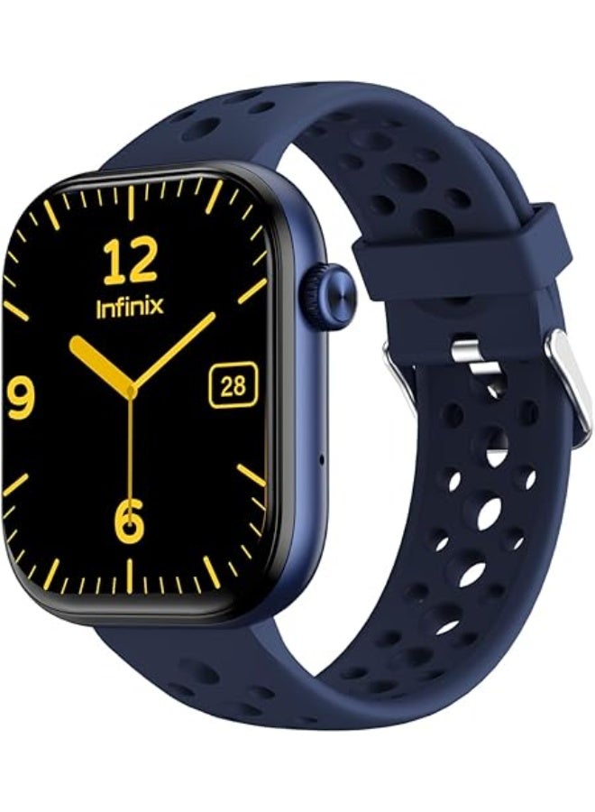 Infinix 300 mAh XWatch H4 (XW4L)- Deep Blue,2.04" full touch HD screen, IP68 Waterproof, 10 days Normal usage time, V5.3,Heart rate, SPO2,300mAh battery, magnetic charging, supports call Deep Blue