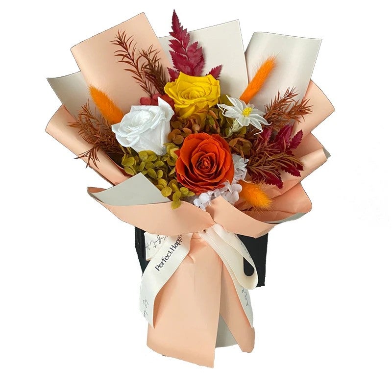 Bluejw Mixed Natural Real Dried Flower Preserved Roses Bouquet – Long-Lasting Dried Plants Arrangement for Home Decor, Wedding, or Gift - Image 1