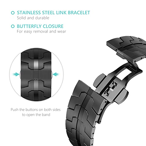 FULLIFE Stainless Steel Bands Compatible with Apple Watch Band Apple Watch Ultra 3/2/1 49mm for Men, Folding Clasp Metal iWatch Series 11/10 46mm, 9/8/7 45mm, SE3/6/5/4 44mm, 3/2/1 42mm - Image 4