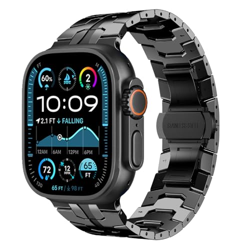 FULLIFE Stainless Steel Bands Compatible with Apple Watch Band Apple Watch Ultra 3/2/1 49mm for Men, Folding Clasp Metal iWatch Series 11/10 46mm, 9/8/7 45mm, SE3/6/5/4 44mm, 3/2/1 42mm - Image 1