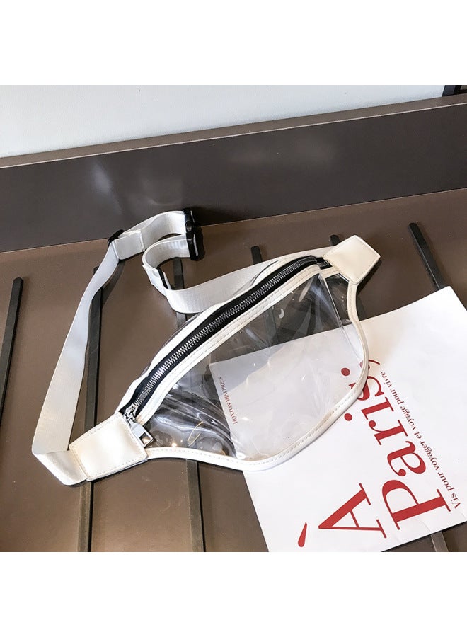 Children's Plastic Chest Bag Parent-child Crossbody Large Capacity Beach Jelly Korean Style Waist Bag Transparent Women's Bag Trendy-Color:White - Image 1