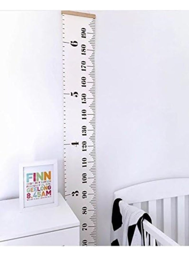 MinoMia (20cm x 200cm, White & Black) - Miaro Kids Growth Chart, Wood Frame Fabric Canvas Height Measurement Ruler From Baby to Adult for Child's Room Decoration - Image 4