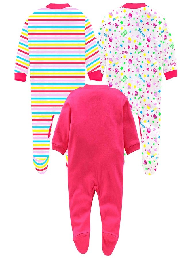 Kidbee Baby Soft Cotton Full Body Sleepsuit/Romper for Boys & Girls (Set of 3) (Rani, 3-6 Months) - Image 2