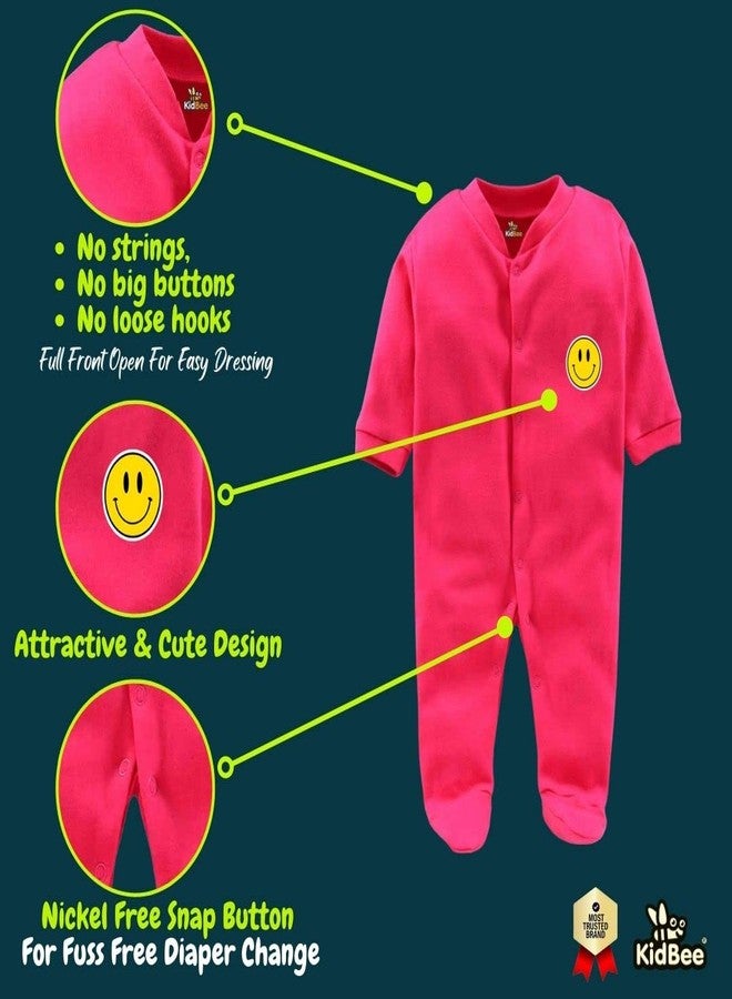 Kidbee Baby Soft Cotton Full Body Sleepsuit/Romper for Boys & Girls (Set of 3) (Rani, 3-6 Months) - Image 4