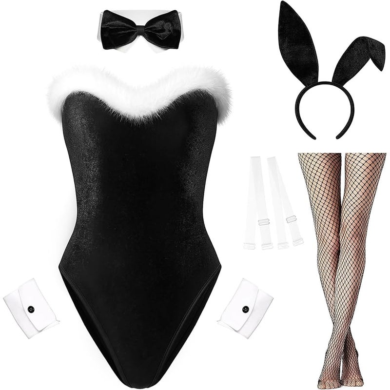 RSLOVE Lingerie Set for Women Sexy - 7 PCS Bunny Costume One Piece Teddy Bodysuit Stockings Set for  Cosplay - Image 1