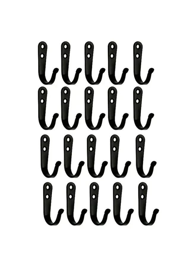 20 قطعة من خطافات المعاطف الثقيلة ذات التثبيت الجداري، أسود مقاوم للصدأ، موفر للمساحة - Image 1