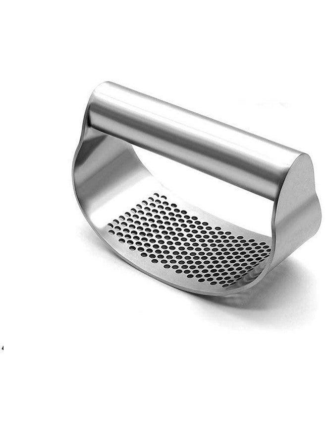 P-Plus International Garlic Presser Stainless Steel Garlic Crasher, Food Grade Material, Pressing Hole, Multifuction for Chopper Garlic Ginger (Steel) - Image 1