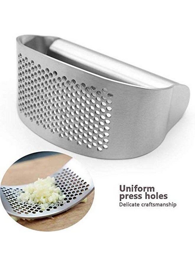 P-Plus International Garlic Presser Stainless Steel Garlic Crasher, Food Grade Material, Pressing Hole, Multifuction for Chopper Garlic Ginger (Steel) - Image 3