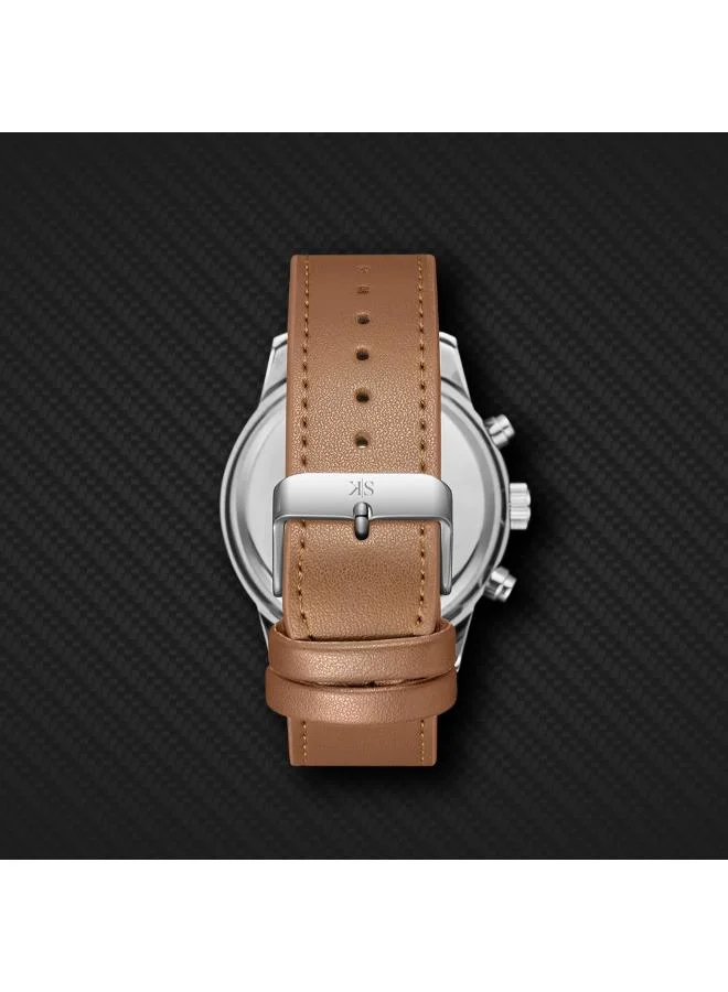 Kenneth Scott white Men's Leather  Analog Watch K24121-SLFWN - 50 mm for Men | Best Price UAE