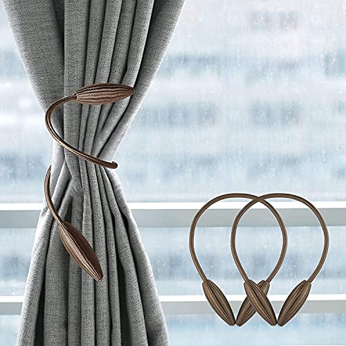 Home-Cloud HomeCloud Polyester Blend Curtain Holder Tieback/Alloy Curtain Tieback/Drape Tie Backs, Decorative Unique Design 2 Pcs(Mulitcolor) (Brown)(Foldable;Light Weight) - Image 1