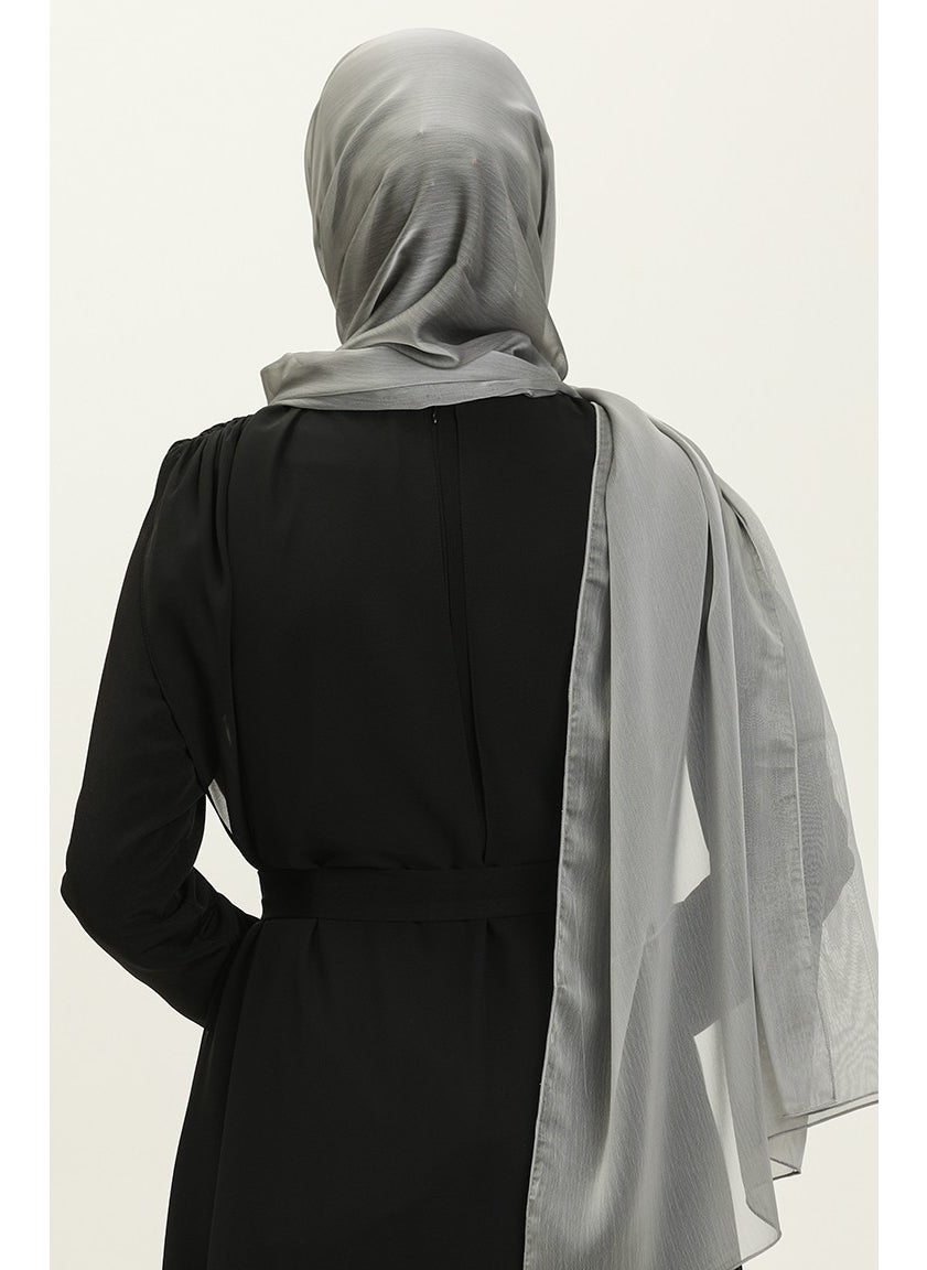 Sefa Merve Aymina Janjan Chiffon Shawl 7586-02 Gray  - Image 3