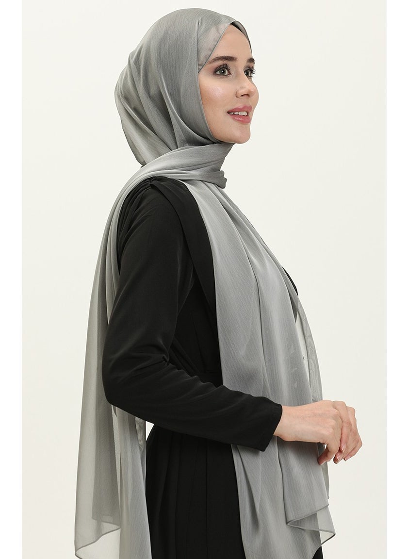Sefa Merve Aymina Janjan Chiffon Shawl 7586-02 Gray  - Image 2