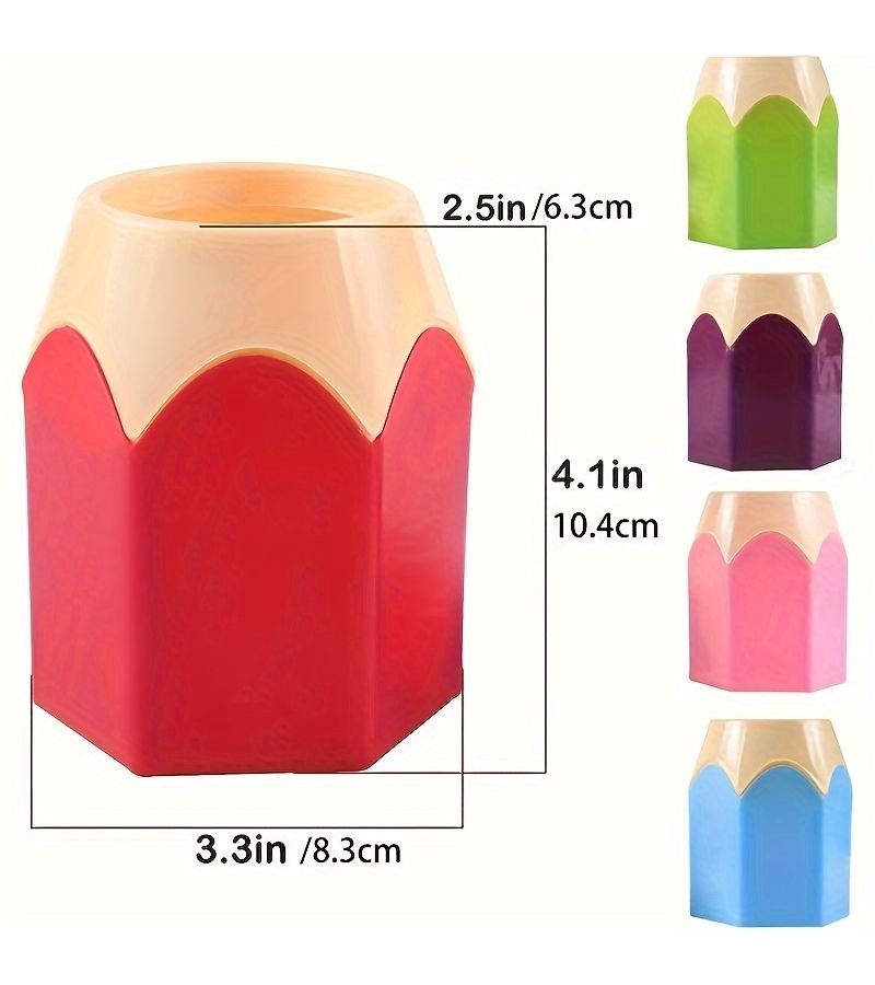 Set Of 12 Random Color Pencil Shaped Desk Organizers Convenient Compartment Storage For Pens And Pencils Fun Cartoon Style Office Supplies For Students And Home - Image 3