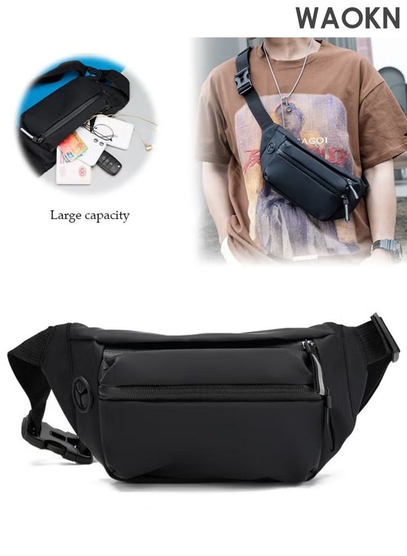 WAOKN Crossbody Fanny Pack for Women Men,Crossbody Waist Bag Belt Bag,Slim Running Belt Waist Pack,Fashion Water Resistant Waist Pouch Packs Chest Bag with Adjustable Strap for Travel Walking Running Hiking Cycling - Image 3